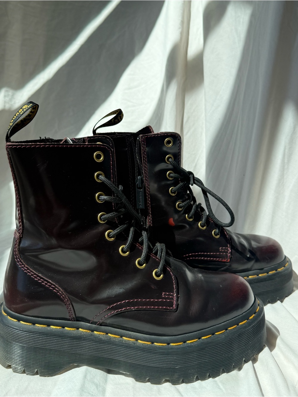 Dr Marten Red Arcadia Platform Jadon Size 6